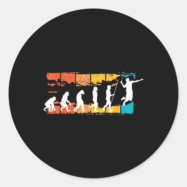 Sticker Rond Evolution Badminton _ Navette _ Joueur Badminton G (Devant)