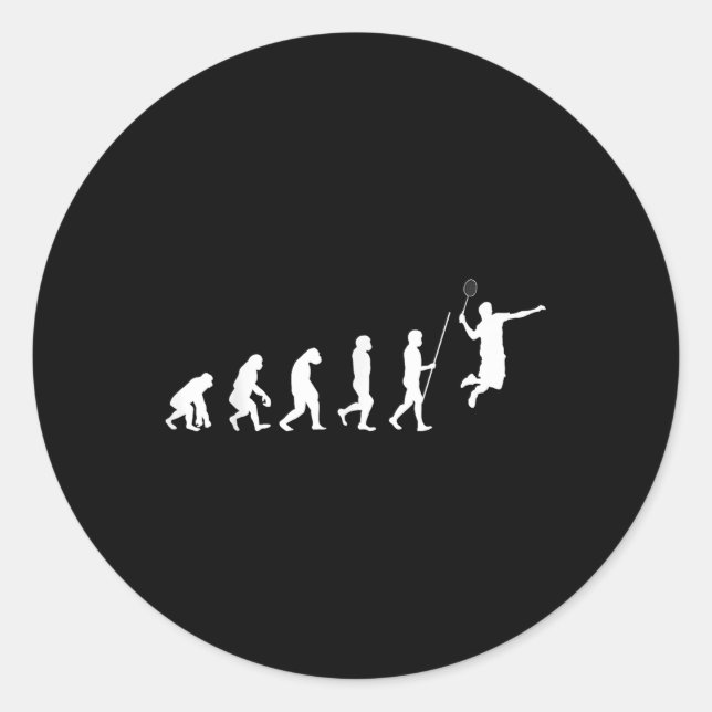 Sticker Rond Évolution Badminton _ Shuttle _ Joueur de Badminto (Devant)