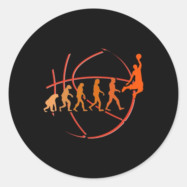 Sticker Rond Evolution Basketball Player Ball Game Hos (Devant)