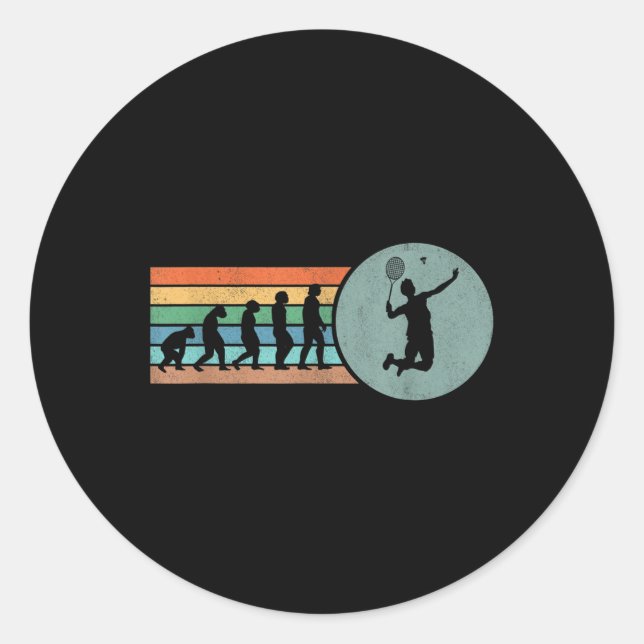 Sticker Rond Évolution de badminton rétro volant badminton vint (Devant)
