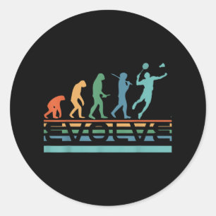 Sticker Rond Évolution de joueur de badminton drôle et ringard