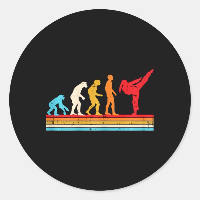 Sticker Rond Évolution de karaté taekwondo fille queue de cheva (Devant)