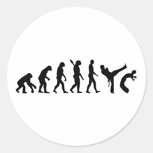 Sticker Rond Évolution de la capoeira (Devant)