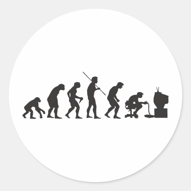 Sticker Rond Évolution des jeux vidéo Joueur de jeu (Devant)