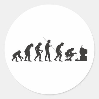 Sticker Rond Évolution des jeux vidéo Joueur de jeu