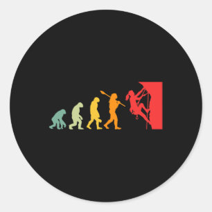 Sticker Rond Évolution drôle d'escalade de roche humaine drôle 