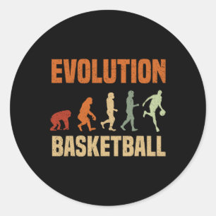 Sticker Rond Évolution Du Basket-Ball Du Singe Aux Hommes Tous