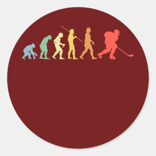 Sticker Rond Évolution du hockey sur glace Sport rétro Hockey s