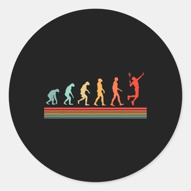 Sticker Rond Évolution du joueur de badminton Vintage (Devant)