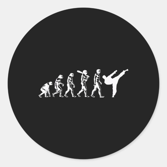 Sticker Rond Évolution du karaté arts martiaux kickboxing Taekw (Devant)