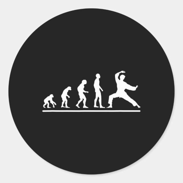 Sticker Rond Évolution du Karaté Coup de Karaté Hommes Drôle Ka (Devant)