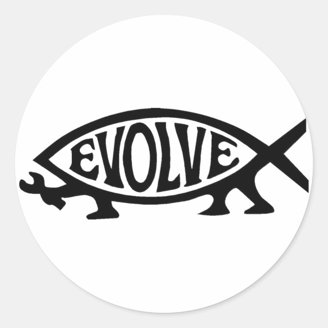 Sticker Rond Évolution du poisson (Devant)
