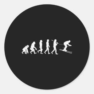 Sticker Rond Évolution du ski Hiver Sport Downhill Ski Snowboa