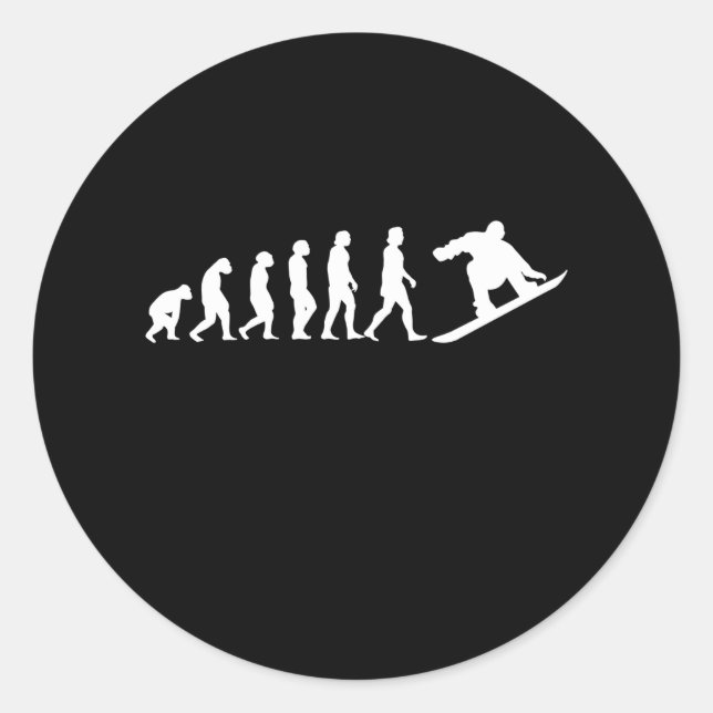 Sticker Rond Évolution du snowboard Snowboard Cadeau de snowboa (Devant)