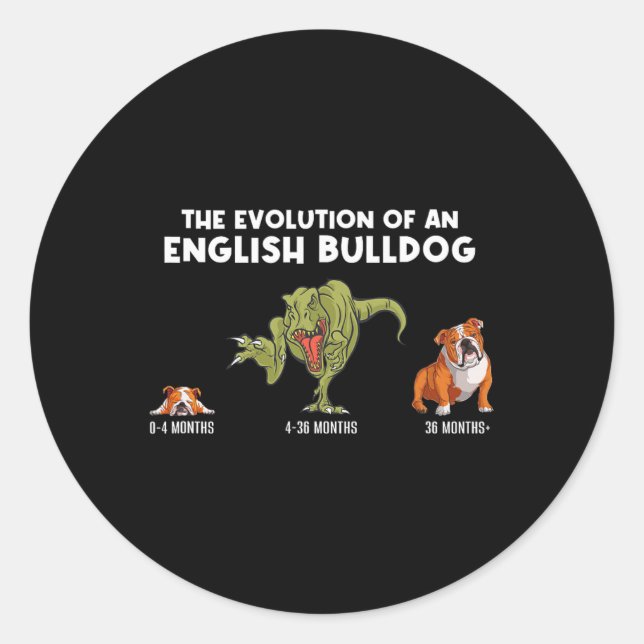 Sticker Rond Evolution D'Une Maman De Bulldog Anglaise Fun Bull (Devant)