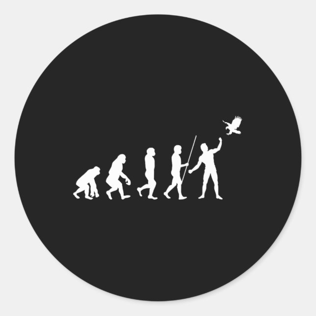 Sticker Rond Évolution Falconer Falconer Falconry Falconry Chas (Devant)