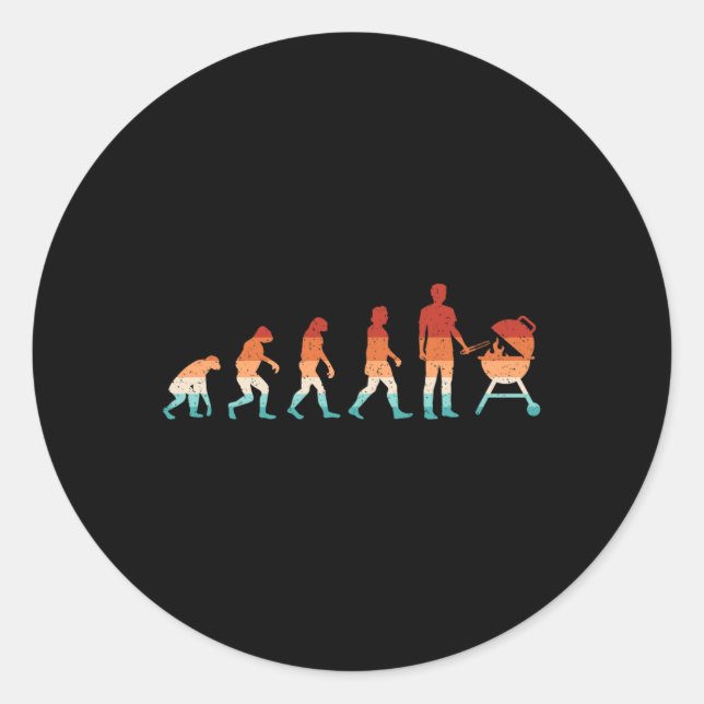 Sticker Rond Evolution Grilling Funny Barbecue Retro Grill Rbec (Devant)