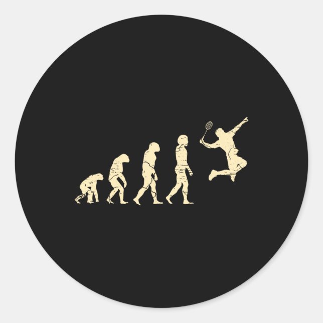 Sticker Rond Evolution Joueur Badminton Navette Racket 1 (Devant)