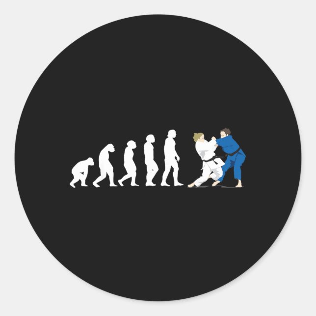 Sticker Rond Évolution Judo Judoka Taekwondo Karaté Aïkido (Devant)