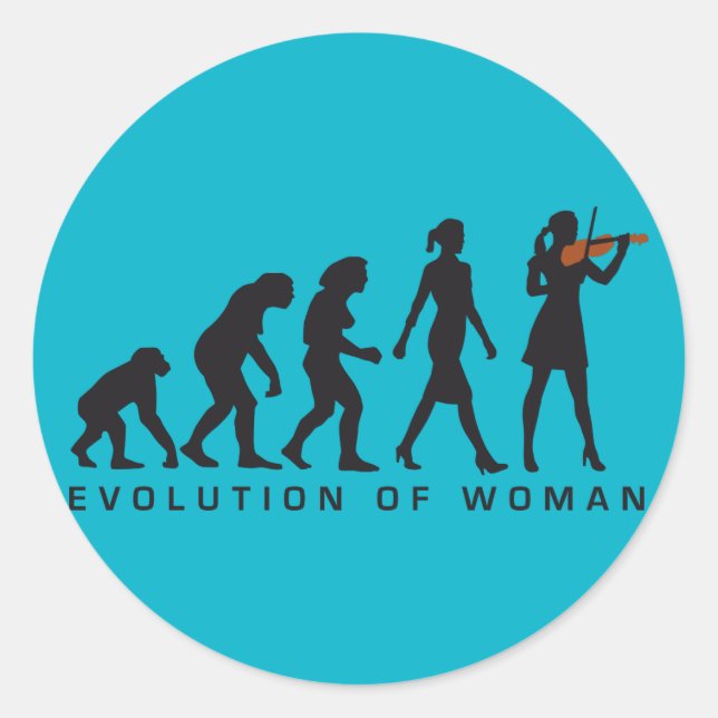Sticker Rond evolution of womale female violin player (Devant)