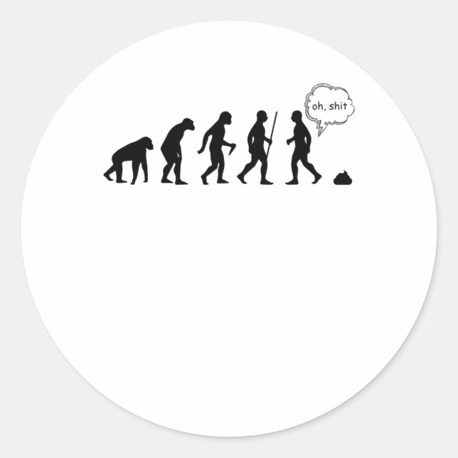 Sticker Rond Evolution Stop Following Me Funny Saying (Devant)