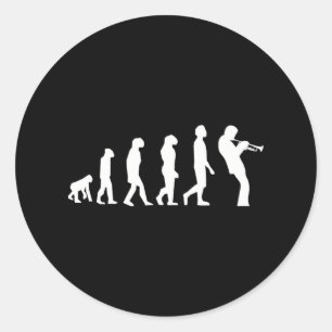 Sticker Rond Evolution Trumpet Player Musicien Instrumen Jazz
