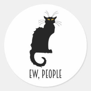 Sticker Rond Ew, Gens Drôle Chat Noir Vintage