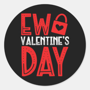 Sticker Rond Ew Saint-Valentin Cœur Verrouillé Simple Fierté An