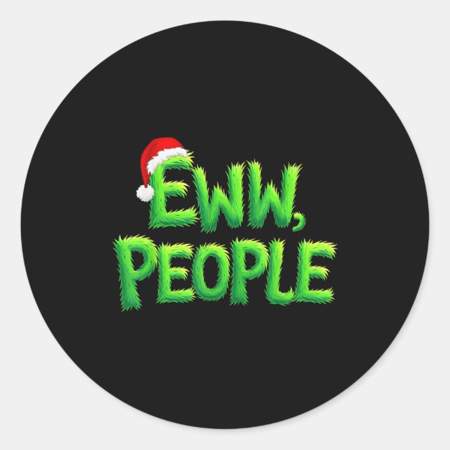 Sticker Rond Eww People Santa Hat Funny Christmas Mens Womens K (Devant)
