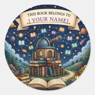 Sticker Rond Ex-libris de lecture personnalisé pour enfants