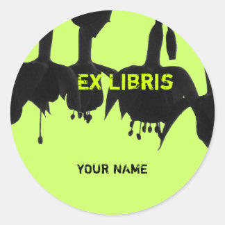Sticker Rond ex Libris - Flowers