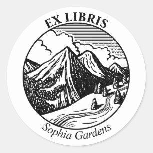 Sticker Rond Ex Libris - Paysage alpin