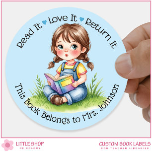 Sticker Rond Ex-livre de la bibliothèque de classe personnalisé
