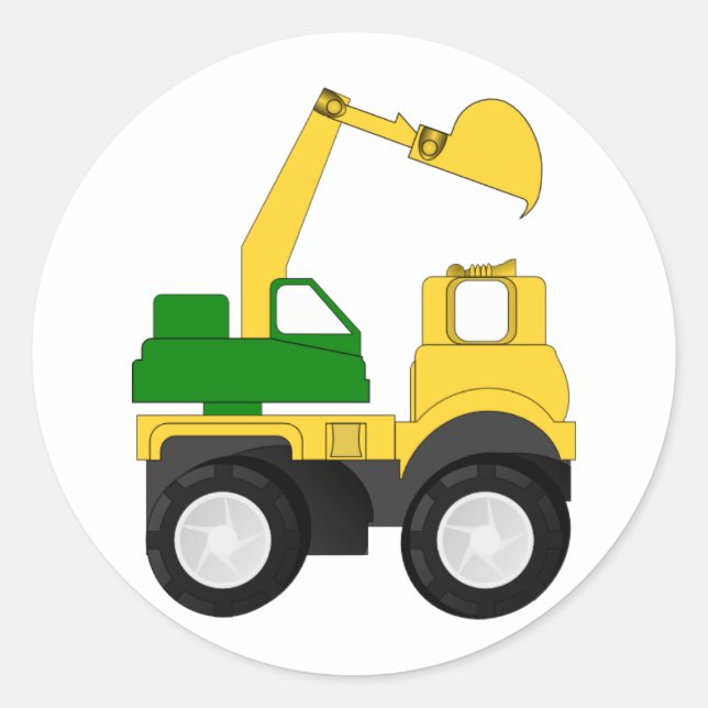 Sticker Rond Excavateur de dessin (Devant)