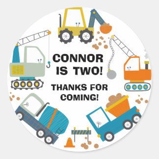 Sticker Rond Excavatrice grue pelle de construction pour annive