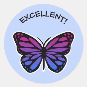 Sticker Rond Excellent maître papillon louange bleue