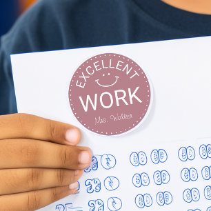 Sticker Rond Excellent Travail Enseignants Personnalisés