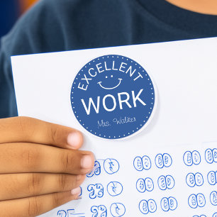 Sticker Rond Excellent Travail   Enseignants Personnalisés