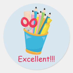 Sticker Rond Excellentes récompenses pour les enseignants Four