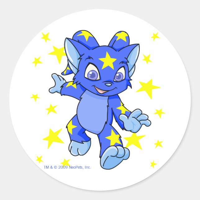 Sticker Rond Excité Starry Acara avec éclat d'étoile (Devant)