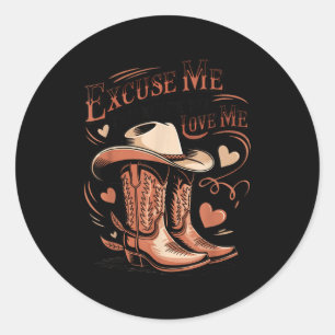 Sticker Rond Excuse drôle ressemble à des mèmes de bottes drôle