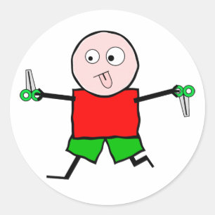 Sticker Rond Exécuter avec des ciseaux