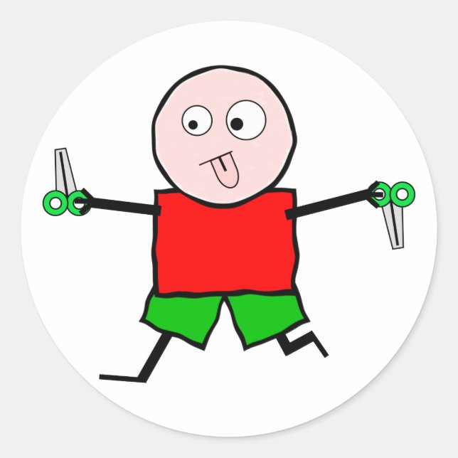 Sticker Rond Exécuter avec des ciseaux (Devant)