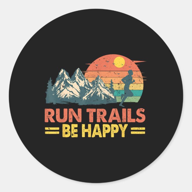 Sticker Rond Exécuter des pistes être heureux Mountain Runner E (Devant)