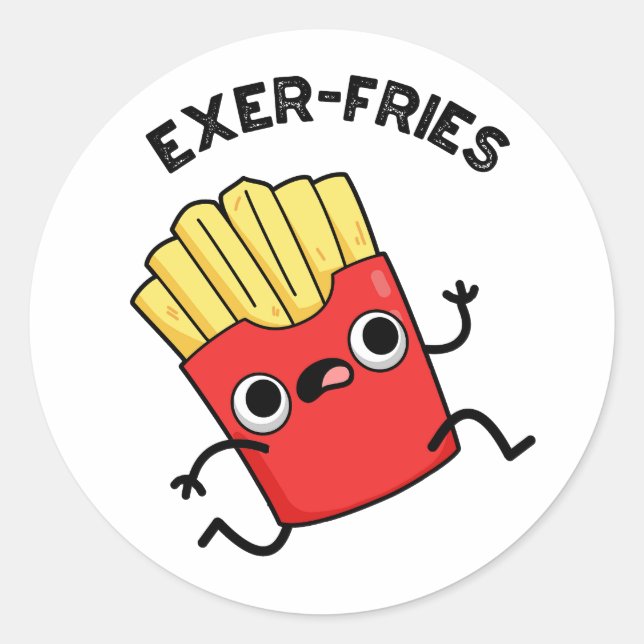 Sticker Rond Exer-frites Funny Fries Puns (Devant)