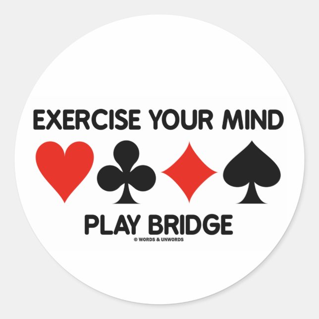 Sticker Rond Exercez votre esprit Play Bridge (Quatre costumes  (Devant)