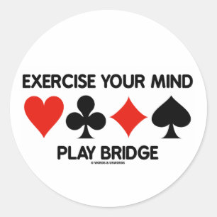 Sticker Rond Exercez votre esprit Play Bridge (Quatre costumes