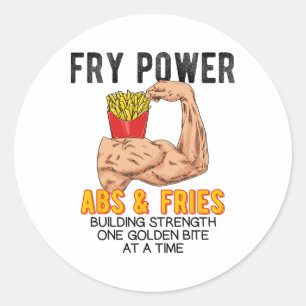 Sticker Rond Exercice drôle des abdominaux Frites françaises Co
