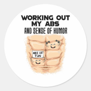 Sticker Rond Exercice drôle des abdominaux musculation bodybuil