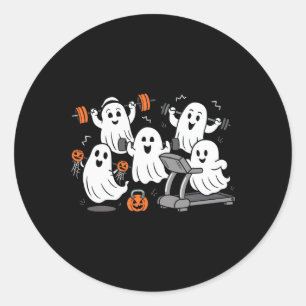 Sticker Rond Exercice Ghost Gym Halloween Shirt Fitness Weig